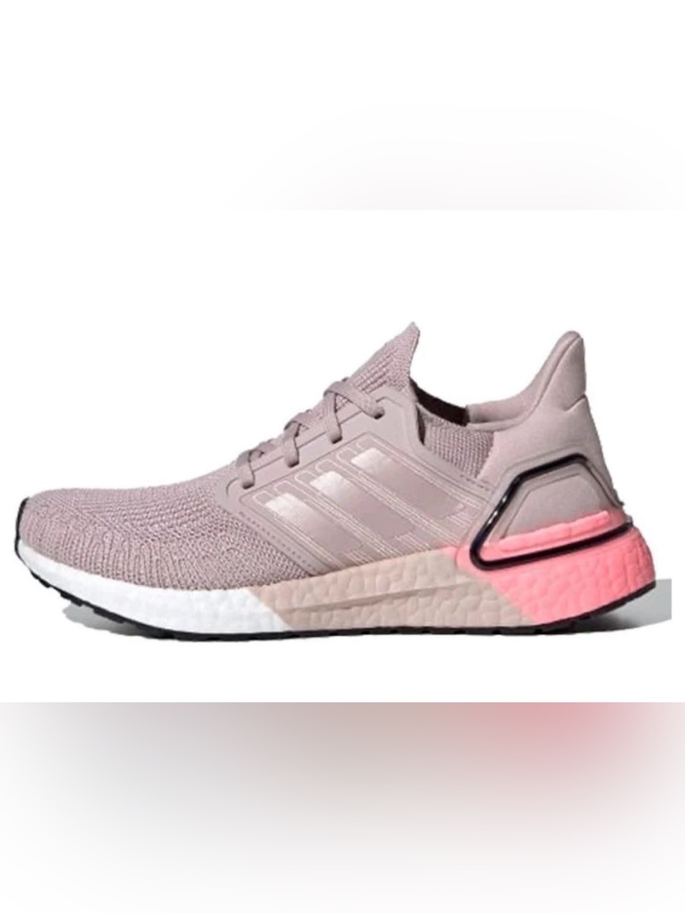 adidas Women's Light Pink Knit Running Shoe with Coral Accent